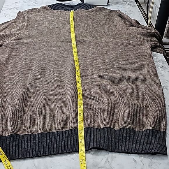 J. McLaughin Men Sz L Brown /Gray Y2K 90s Grand Pa Grunge Preppy 1/4 Zip Sweater - Picture 8 of 10